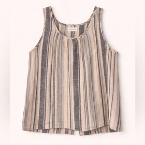 Striped Beige & Gray Thread and Supply Sleeveless Top